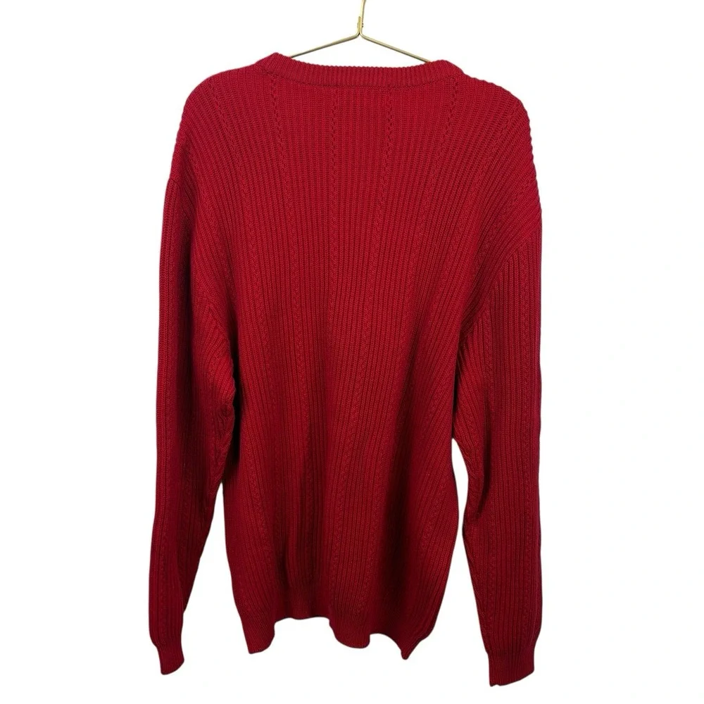 NWT VTG Deadstock Chaps Ralph Lauren Red Holiday Knit‎ Sweater 100% Cotton Sz L